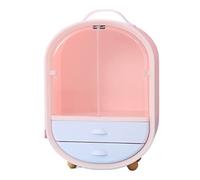 Rangement Maquillage Organisateur De Maquillage D'affichage De Support De Cas Cosmétique Portatif Multifonctionnel De Boîte De Rangement Cosmétique En Plastique Rangement Produit de Beauté(Rosa)