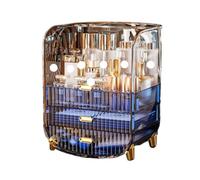 Rangement Maquillage Organisateur De Maquillage De Grande Capacité À 3 Niveaux, Avec 2 Tiroirs Et Couvercle Rabattable, Boîte De Rangement De Maquillage Pour Commode Rangement Produit de Beauté(B-blue