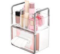 Rangement Maquillage Organisateur De Maquillage Empilable, Organisateur Cosmétique En Acrylique Transparent Avec Boîte À Mouchoirs, Rangement De Maquillage En Plastique Transparent Rangement Produit d