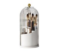 Rangement Maquillage Organisateur De Porte-brosse De Maquillage Rotatif À 360 Degrés Avec Couvercle, Organisateur De Pinceaux De Maquillage Transparent Pour Vanité, Bureau, Salle De Bain Rangement Pro