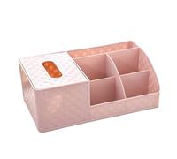 Rangement Maquillage Pinceaux Boîte De Rangement en Plastique pour Cosmétiques avec À Mouchoirs Articles Divers Organisateur Maquillage Bureau Organisateur Cosmétique Chambre(Rosa)