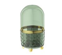 Rangement Maquillage Porte-brosse De Maquillage Rotatif À 360 Degrés Avec Couvercle, Organisateur De Cosmétiques Avec 6 Fentes Pour Comptoir De Salle De Bain Rangement Produit de Beauté(B-dark green)