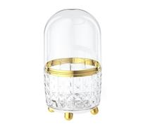 Rangement Maquillage Porte-brosse De Maquillage Rotatif À 360 Degrés Avec Couvercle, Organisateur De Cosmétiques Avec 6 Fentes Pour Comptoir De Salle De Bain Rangement Produit de Beauté(A-transparent)
