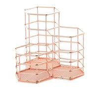 Rangement Maquillage Seau De Rangement Cosmétique en Fer Forgé Coiffeuse Rouge À Lèvres Brosse Rangement Maquillage Organisateur Rangement Produit de Beauté(Rosa)