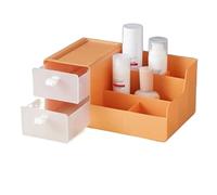Rangement Maquillage Type De Tiroir Boîte De Rangement Cosmétique Organisateur De Maquillage Multifonctionnel De Bureau Support De Finition Rangement Produit de Beauté(Oranje)
