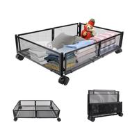 Rangement - MENGDA - Sous Lit avec Roulettes - Métal - Noir - Grande Capacité