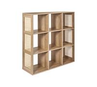 Rangement modulable cannage et bois Bali 9 cases