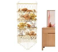 Rangement Mur Pour Doudous,Filet à Bohème 4 Étagères - Filet Suspendu pour Stockage de Poupées Douces - Pour Chambre d'Enfant, Salon, Dortoir, Appartement et Salle de Jeux