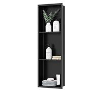 Rangement mural à 3 étages en acier inoxydable pour salle de bain Noir mat 90 x 28 x 12,5 cm
