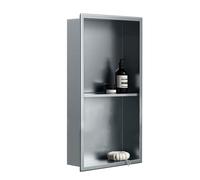 Rangement mural de douche encastré en acier inoxydable avec double étagères et cloison - Pas besoin de carrelage idéal pour la salle de bain et la chambre à coucher