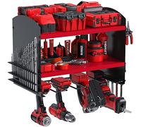 Rangement mural pour perceuse, perceuse-visseuse à percussion, 4 emplacements, étagère de rangement, tournevis, porte-outils, étagère à outils, rouge