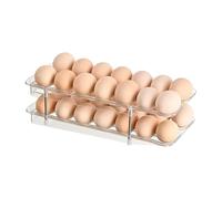 Rangement Oeuf,2 Niveaux Distributeur Automatique d'œU.S,Boîte à Oeufs Empilable en Plastique,Boîte à œU.S à Glissière Automatique,Pour Réfrigérateur, Cuisine, Armoires,Peut Contenir 28 œU.S