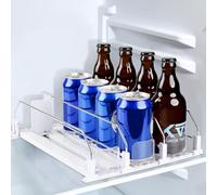 Rangement Organisateur Frigo, 3 Rangées Distributeur Canette Rangement Canette Frigo GlissièRe Ajustable, Distributeur Boisson Frigo, 31cm Profondeur, pour 15 Canettes, Blanc (31CM-3 Groupe)