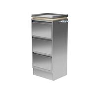 Rangement Outils Jardin avec 3 Tiroirs Meuble de Salon en Acier Inoxydable avec Support pour Sèche-Cheveux Armoire Balcon pour Bureau, Atelier, Garage