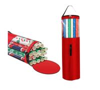 Rangement Papier Cadeau Gift Wrapping Paper Storage Bag With Handle Zipper 40 Inch Wrapping Paper Organizer Store Up To 24 Rolls For Gift Wrap(Red)