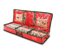 Rangement Papier Cadeau Wrapping Paper Storage Organizer bag for Christmas Gifts Paper, Underbed Storage Container with Interior Pockets, Fits 24 Rolls(Red)