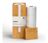 Rangement Papier Toilette Bambou - Distributeur Papier Toilette Bambou - Stockage Support Papier Toilette sur Pied Bambou avec Couvercle - Range Rouleaux Porte Papier Toilette sur Pied Bambou