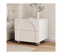 Rangement Petite table de chevet en bois simple, couleur unie, rangement de chambre à coucher, pieds d'armoire mignons, double tiroir, meubles de chevet de grande capacité pour chambre(Blanc,Grand)