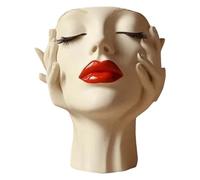 Rangement Pinceaux Maquillage,Pot Pinceau Maquillage,Porte-stylo,Vase,Organisateur pour Chambre,Bureau et Salle de Bain Flower Pot,Bohemian Female Head Shape Feminine Design (Beige1, 17X12X8cm)