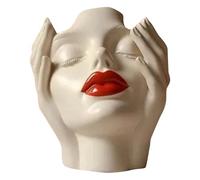 Rangement Pinceaux Maquillage,Pot Pinceau Maquillage,Porte-stylo,Vase,Organisateur pour Chambre,Bureau et Salle de Bain Flower Pot,Bohemian Female Head Shape Feminine Design (Beige2, 16X12X8cm)