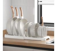 Rangement Poele et Casserole pour Tiroir Cuisine, Organisateur Casserolier, Range Couvercle avec 7 Compartiments Réglables, Porte-casseroles Support Extensible, Organisateur Casserole Tiroir Cuisine