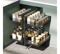 rangement pour armoire d'angle, avec 4 paniers à plateaux d'étagères, organisateur d'armoire d'angle aveugle extractible caché, boîtes de rangement mort robustes, pots for armoire gauche ou droit