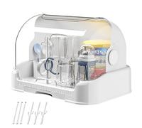 Rangement pour biberons, grand organiseur de biberons avec couvercle et bac de vidange amovible, support de séchage de biberons portable anti-poussière pour armoire de cuisine, support de séchage de b