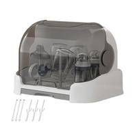 Rangement pour biberons, grand support de séchage de biberons avec couvercle et bac vidange amovible, organisateur bébé anti-poussière, gris, organisateur