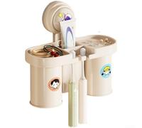 Rangement pour brosse à dents - 21 x 9 x 11 cm - Gain de place - Blanc | Ventouse puissante sous vide, montage mural sans perçage, tient en toute sécurité sur les carreaux lisses