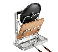 Rangement Pour Couvercles De Poêle | Présentoir Vertical pour Cuillères et Spatules en - Organisateur De Couvercles En Acier ydable Avec Bac À Gouttes Amovible,Pour Spatule Cuisine Séchage Étagère Pla
