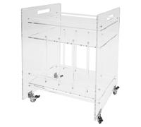 Rangement pour disques vinyles HiFi pratique avec 3 étages, support pour disques vinyles en acrylique transparent avec surface polie, structure en forme de H, 4 roues verrouillables et poignées de