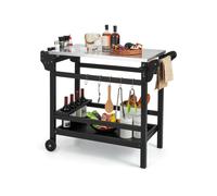 Rangement pratique desserte extérieure avec plateau inox, roulettes et étagère, table pour four à pizza