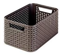 Curver Panière de rangement 6L – Rotin tressé, poignées ergonomiques – Marron foncé