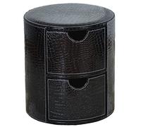 Rangement rond avec double tiroir, repose-pieds élégant en polyuréthane pour salon et chambre à coucher, 39,4 x 45 cm, disponible en motifs rouges et noirs