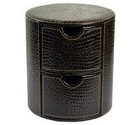 Rangement rond avec double tiroir, repose-pieds élégant en polyuréthane, tabouret de chevet polyvalent pour salon et chambre à coucher, 39,4 x 45 cm, motif rouge