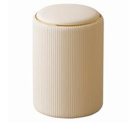 Rangement Rond Chaise Coiffeuse, Pouf Coiffeuse Moderne, en Cuir de Qualité Supérieure pour Le Maquillage, Le Salon, la Chambre ou L'entrée(Beige)