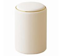 Rangement Rond Chaise Coiffeuse, Pouf Coiffeuse Moderne, en Cuir de Qualité Supérieure pour Le Maquillage, Le Salon, la Chambre ou L'entrée(White)
