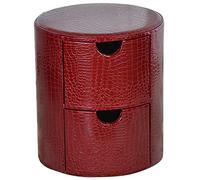 Rangement rond créatif avec double tiroir, repose-pieds en polyuréthane pour salon et chambre à coucher, 39,4 x 45 cm, motif élégant rouge vin