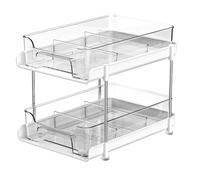 Rangement sous evier 2 étages, Organisateur Placard Cuisine, Organisateur sous Evier Tiroir Coulissant à Extraction, Plateau Coulissant Cuisine, Multifonction Rangement salle de bain - Blanc