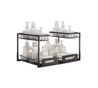 VEVOR Rangement sous Évier 2 Niveaux 270 mm de Large 360 mm de Profondeur, Étagère Coulissante pour Placard Métallique, Organisateur Coulissant 2PCs, Taille d'Installation du Placard 648x394x330 mm