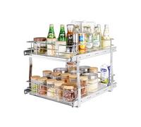 VEVOR Rangement sous Évier 2 Étages 376x516 mm et 398x533 mm Étagère Coulissante pour Placard en Acier Chromé avec Tablettes Charge 30 kg Glissement Fluide pour Organisation de Salle de Bain Cuisine