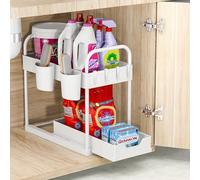 Rangement sous Evier Rangement Cuisine 2 Niveaux, Rangement et Organisation de Cuisine, Etagere Rangement Organisateur pour Cuisine, Salle de Bain Blanc