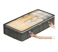 Rangement sous le lit - 100 x 50 x 18 cm, grand organisateur en tissu | Tiroir de rangement avec couvercle transparent - Conteneur de rangement non tissé | Couvercle transparent