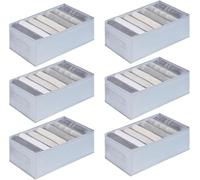 Rangement Vêtement 6Pcs pour Jeans, Adultes/Enfants, Organisateur Tiroir de Garde-robe avec Compartiments, Pliable et Lavable avec Poignée - Gris Clair