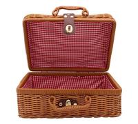 Rangement vintage pour mallette avec couvercle étanche à l'humidité Cosmétique Porte-articles divers petits articles enfants G, marron, 26X18X11CM