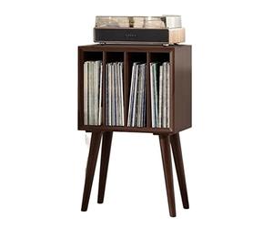 Rangements CD/DVD Support de tourne-disque, meuble de rangement for disques vinyles, support de platine avec 4 compartiments et pieds en bois, table de rangement for présentoir en vinyle for chambre à