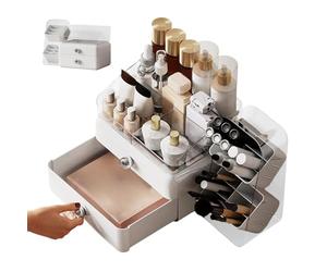 Rangements de Maquillage pour Coiffeuse - Grande vitrine avec tiroirs | Coffre de Rangement de Maquillage avec Porte-pinceaux | pour Cuisine, Chambre, Salle de Bain, Plan de Travail, Buffet, Maison