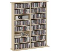 Rangements pour CD et DVD - HOMCOM - 16 compartiments et 12 étagères réglables - capacité max. 720 CD/396 DVD et Blu-ray - naturel