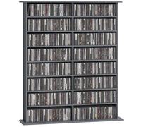 Rangements pour CD et DVD - HOMCOM - 16 compartiments et 12 étagères réglables - capacité max. 720 CD/396 DVD et Blu-ray - gris