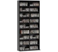 Rangements pour CD et DVD - HOMCOM - 18 compartiments - 640 CD/360 DVD/430 Blu-ray - panneau de particules - 78,5x24x175cm - noir